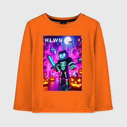 Лонгслив хлопковый детский Minecraft and halloween - collaboration fantasy, цвет: оранжевый