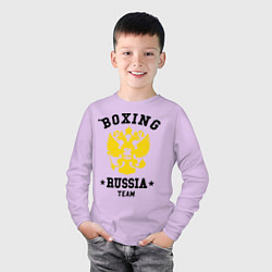 Лонгслив хлопковый детский Boxing Russia Team, цвет: лаванда — фото 2