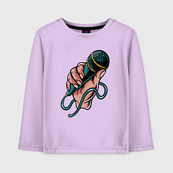Лонгслив хлопковый детский Микрофон в руке, цвет: лаванда