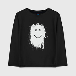 Лонгслив хлопковый детский Стекающий смайлик, цвет: черный