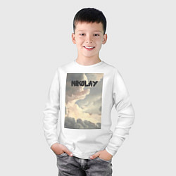 Лонгслив хлопковый детский Nikolay облака, цвет: белый — фото 2