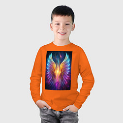 Лонгслив хлопковый детский Взмах крыльев, цвет: оранжевый — фото 2