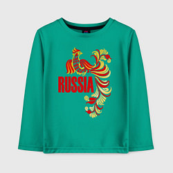 Лонгслив хлопковый детский Russia, цвет: зеленый