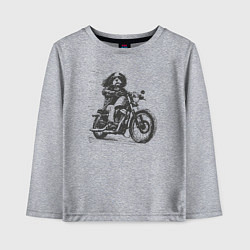 Лонгслив хлопковый детский Кавалер Кинг Чарльз Спаниель Байкер на Мотоцикле н, цвет: меланж