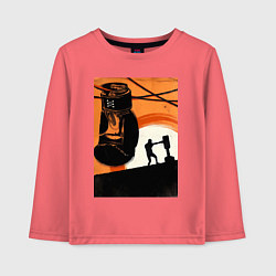 Лонгслив хлопковый детский Бокс тренировка, цвет: коралловый