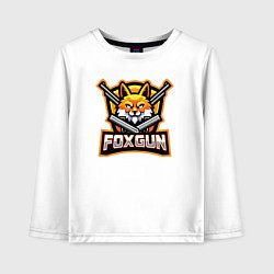 Лонгслив хлопковый детский Fox gun, цвет: белый