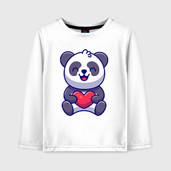 Лонгслив хлопковый детский Весёлая панда с сердцем, цвет: белый