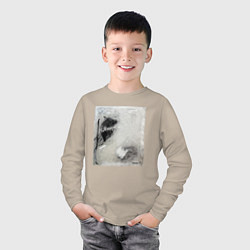 Лонгслив хлопковый детский Graphic Abstract, цвет: миндальный — фото 2