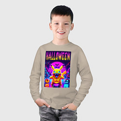 Лонгслив хлопковый детский Pikachu - halloween vaporwave, цвет: миндальный — фото 2