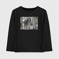 Лонгслив хлопковый детский Зебра в березках, цвет: черный