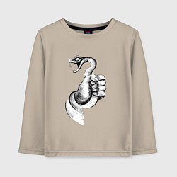 Лонгслив хлопковый детский Пойманная змея, цвет: миндальный