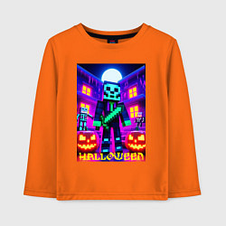 Детский лонгслив Halloween and Minecraft - neon collaboration