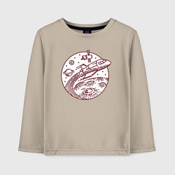 Лонгслив хлопковый детский Космический шаттл, цвет: миндальный