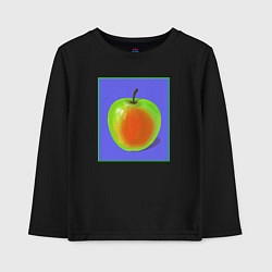 Лонгслив хлопковый детский Яблоко на фиолетовом фоне - pop art, цвет: черный