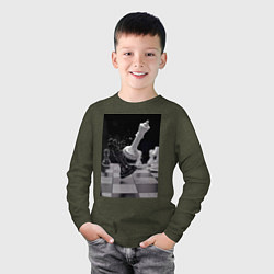 Лонгслив хлопковый детский Шахматы эстетика, цвет: меланж-хаки — фото 2