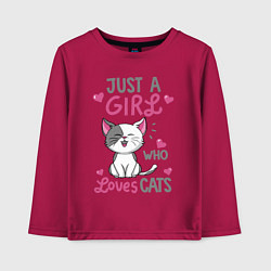 Детский лонгслив Just a girl who loves cats