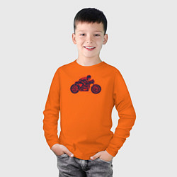 Лонгслив хлопковый детский Speedy biker, цвет: оранжевый — фото 2