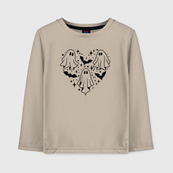 Лонгслив хлопковый детский Сердце из призраков, цвет: миндальный