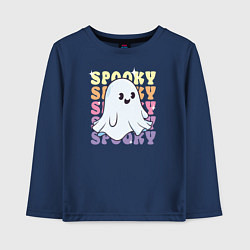 Лонгслив хлопковый детский Cute little spooky ghost, цвет: тёмно-синий