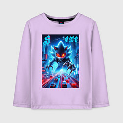 Лонгслив хлопковый детский Hedgehog in neon metropolis - ai art, цвет: лаванда