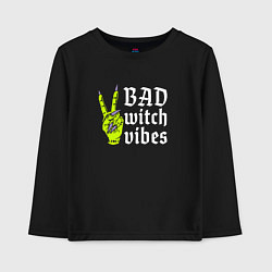Лонгслив хлопковый детский Bad witch vibes, цвет: черный