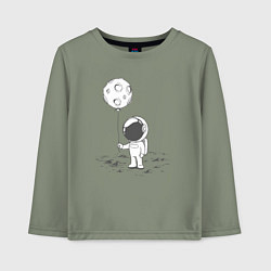 Лонгслив хлопковый детский Космонавт и лунный шарик, цвет: авокадо