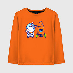 Лонгслив хлопковый детский Зайка астронавт, цвет: оранжевый