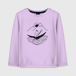 Лонгслив хлопковый детский Мишка в лодке, цвет: лаванда