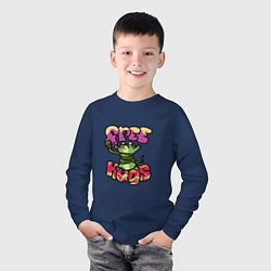 Лонгслив хлопковый детский Freehugs, цвет: тёмно-синий — фото 2