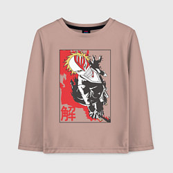 Лонгслив хлопковый детский Блич Ичиго Куросаки в маске, цвет: пыльно-розовый