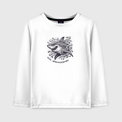 Детский лонгслив Ухмыляющаяся акула в волнах