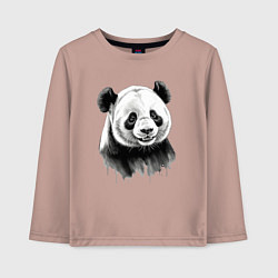 Лонгслив хлопковый детский Панда портрет черно белый, цвет: пыльно-розовый