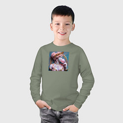 Лонгслив хлопковый детский Богиня с розовой жвачкой, цвет: авокадо — фото 2