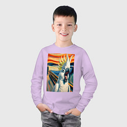 Лонгслив хлопковый детский Попугай какаду кричит на картине Эдварда Мунка - м, цвет: лаванда — фото 2