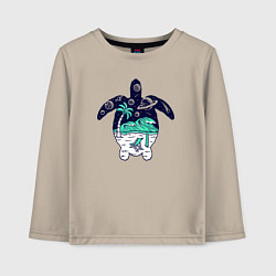 Лонгслив хлопковый детский Space turtle, цвет: миндальный