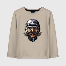 Лонгслив хлопковый детский Усы на скорости, цвет: миндальный
