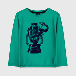 Лонгслив хлопковый детский Космическая керосиновая лампа, цвет: зеленый