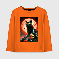 Детский лонгслив Стимпанк кот в очках - нейроарт