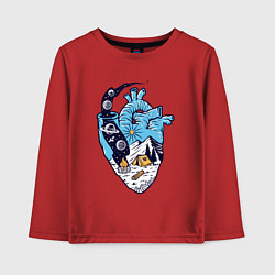 Детский лонгслив Космический кемпинг в сердце