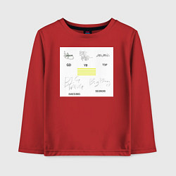 Лонгслив хлопковый детский Big bang подписи участников, цвет: красный