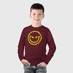 Лонгслив хлопковый детский Evil smile, цвет: меланж-бордовый — фото 2