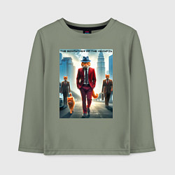 Детский лонгслив Рыжий кот крёстный отец мяуфии - нейроарт