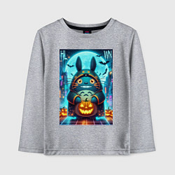 Детский лонгслив Тоторо держит тыкву - хэллоуин