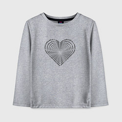 Лонгслив хлопковый детский Сердце из слов про любовь, цвет: меланж