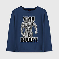 Лонгслив хлопковый детский Ronnie Coleman- yeah buddy, цвет: тёмно-синий
