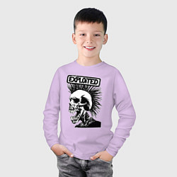 Лонгслив хлопковый детский The exploited - punk skull, цвет: лаванда — фото 2