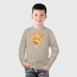 Лонгслив хлопковый детский Pizza face, цвет: миндальный — фото 2