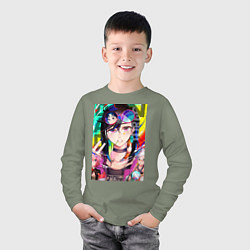 Лонгслив хлопковый детский Дандадан: Момо Аясэ, цвет: авокадо — фото 2
