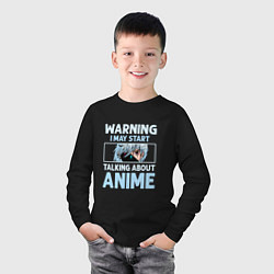 Лонгслив хлопковый детский Warning i may start talking about anime, цвет: черный — фото 2