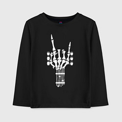 Лонгслив хлопковый детский Рокерская гитара из костей, цвет: черный